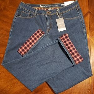 NWT Natural Reflections Fleece Lined Jeans Size 12